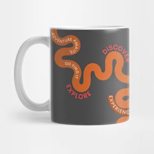 Adventure Awaits - Explore, Discover, Experience - Burnt Orange Road Design for Tees & More! Mug